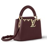 LV Capucines Mini Tote Bag 27cm – Maroon Taurillon Leather with Gold-Tone Hardware - Image 2
