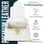 LV Capucines Mini Tote Bag – White Taurillon Leather with Gold-Tone Hardware - Image 5