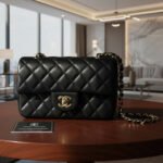 Cross Body Jumbo Classic Lambskin Double Flap Mini Tote Bag for Womens Black CH - Image 4