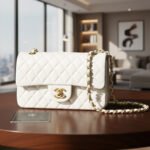 Cross Body Jumbo Classic Lambskin Double Flap Mini Tote Bag for Womens White CH - Image 5