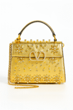 Valentino Golden Crystal Embellished Mini Top Handle Bag – 19cm