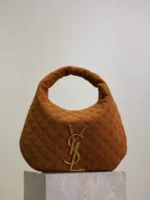 YSL Saint Laurent Icare Maxi Quilted Suede Hobo Bag