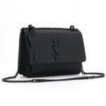 YSL Sunset Croc-Embossed Leather Chain Cross Body Bag