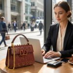 Valentino Garavani Crystal-Embellished Small VLogo Shoulder Bag – Burgundy Leather 19cm - Image 3