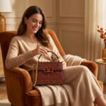 Valentino Garavani Crystal-Embellished Small VLogo Shoulder Bag – Burgundy Leather 19cm - Image 9