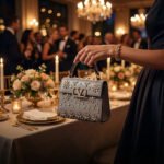 Valentino Garavani Crystal-Embellished Small VLogo Shoulder Bag – Grey Leather 19cm - Image 7