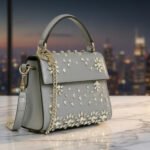 Valentino Garavani Crystal-Embellished Small VLogo Shoulder Bag – Grey Leather 19cm - Image 6
