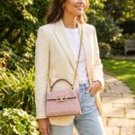 Valentino Garavani Crystal-Embellished Small VLogo Shoulder Bag – Pink Leather 19cm - Image 5