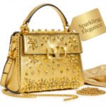 Valentino Golden Crystal Embellished Mini Top Handle Bag – 19cm - Image 3