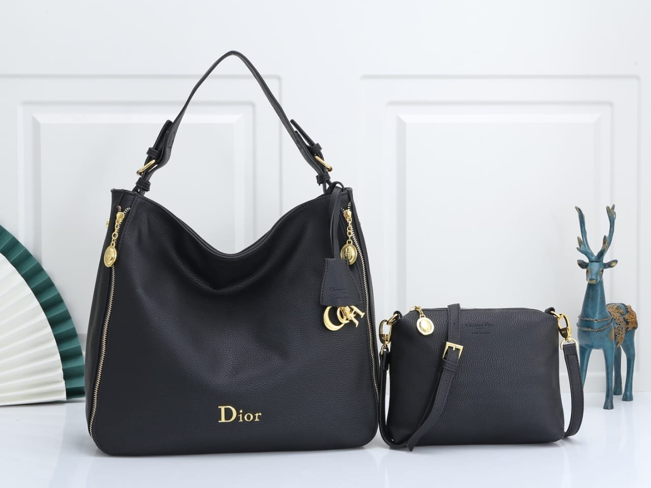 bc7112df-e9c0-4830-b341-13ddbcb03194 Dior Luxury Women’s Handbag Set – Premium Leather Shoulder Bag & Crossbody Black - Image 1