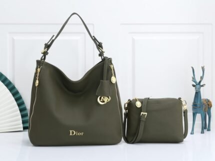 Dior Luxury Women’s Handbag Set – Premium Leather Shoulder Bag & Crossbody OilveGreen